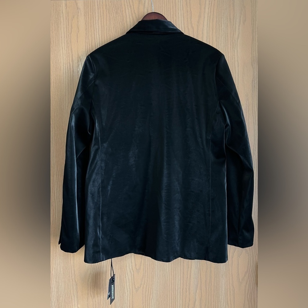 BLANKNYC Women’s Large Vegan Leather Double Breasted Blazer | Black - Picture 6 of 10
